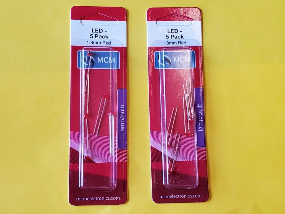 LED Red Light Bulb 1.8mm 2V 20mA 20° Angle 10 25 50 Count Emitting Diode