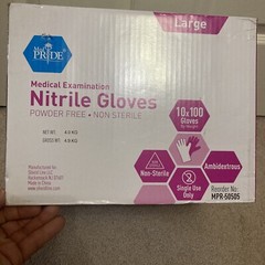 MedPride Powder-Free Nitrile Exam Gloves, Large 10 PACKS OF 100