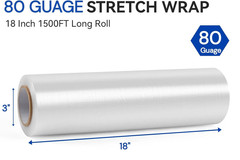 Shrink Wrap Pallet Wrap 18″ x 1500FT 80 Gauge Hand Stretch Plastic Film (4 Roll)