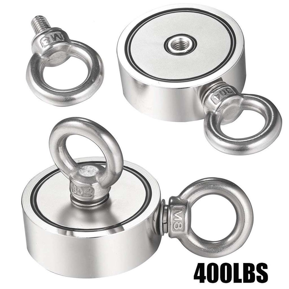 Dual Sided Neodymium Fishing Magnet Retrieval Magnet Stainless Steel Eye Bolts