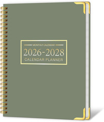 2026-2028 3 Year Monthly Planner 36 Months Spiral Bound 8.5×11 Green Notes