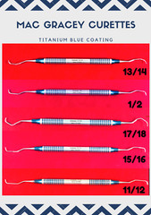 DENTAL GRACEY PERRIODONTAL CURETTES (Blue Coating) DENTAL INSTRUMENTS MAC