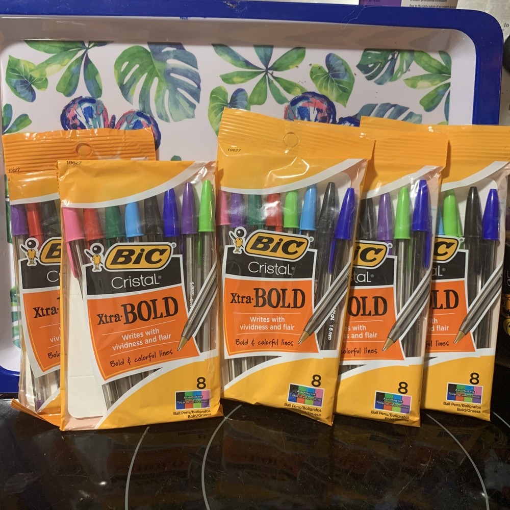 BIC CRISTAL XTRA BOLD PENS 5 SETS OF 8 COLORS (24 PENS) 1.6 MM BALL POINT NEW