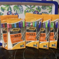 BIC CRISTAL XTRA BOLD PENS 5 SETS OF 8 COLORS (24 PENS) 1.6 MM BALL POINT NEW
