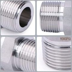 U.S. Solid 1pc Stainless Steel Pipe Fitting Hex Nipple MNPT 1″ x MNPT 1″