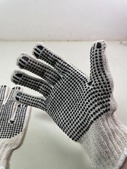 Dotted String Knit Gloves Both Sides Black PVC Dots 10x 12 Pairs 120pr Gloves L