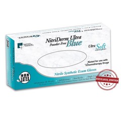 NitriDerm Ultra Blue Nitrile Exam Glove Standard Cuff Length MEDIUM 100 per Box