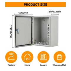 16″x12″x8″ Outdoor Waterproof Electrical Box,IP66, Lockable, Rust-Resistant