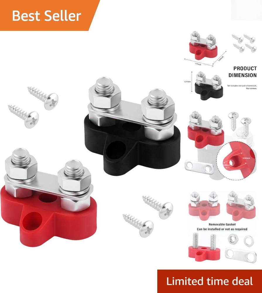 2PCS M8 Dual Studs 80A Power Distribution Block for 12V Automotive & Marine Use