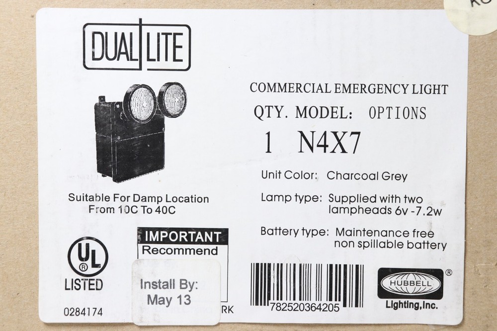DUAL LITE N4X7 2 LAMP HEAD 6V-7.2W EMERGENCY LIGHT, SUITABLE FOR DAMP LOCATIONS