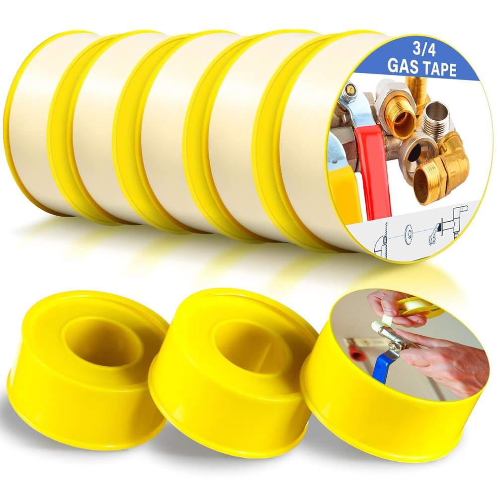 8 Rolls Yellow PTFE Gas Pipe Thread Seal Tape 3/4″ x 390″ Leak Proof