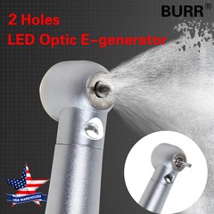 Dental Fiber Optic LED E-generator High Speed Handpiece Turbine 2 Holes Burr
