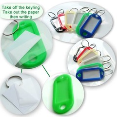 120 Pack Plastic Key Tags with Label Window ID Tag Split Ring Keychain 6 Colors