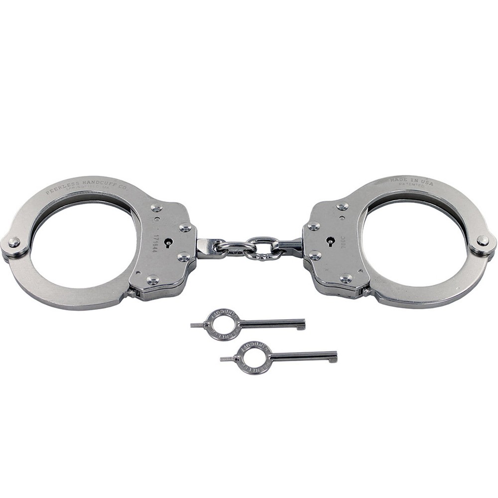 Peerless Model 700C Chain Handcuffs & Keys 700N Cuffs Nickel Lifetime Warranty