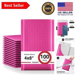 High-Quality 4×8” Pink Bubble Mailers – 100 Count Self-Seal Shipping Envelopes