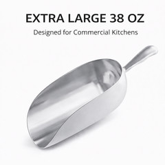 Choice 38 oz Aluminum Utility Scoop Seamless No Rivets Easy Clean 12 3/4″