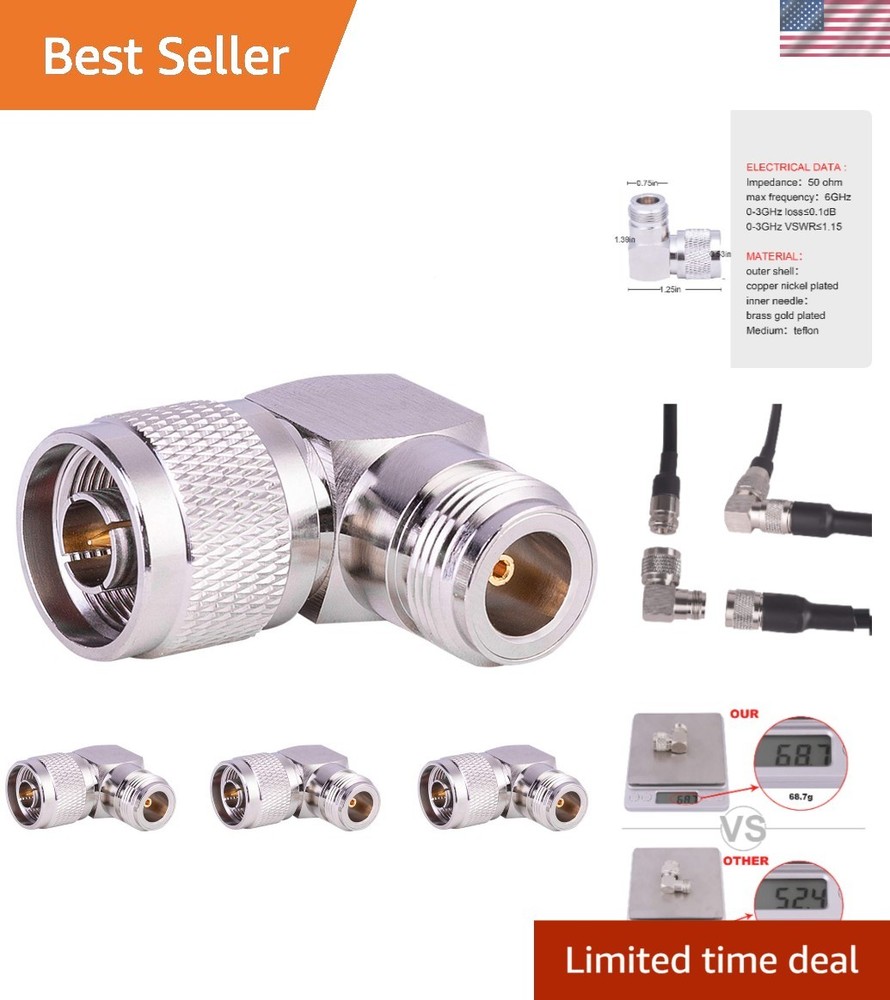 Efficient N Type Right Angle Connectors – 4 Pack for Enhanced Signal Integrity