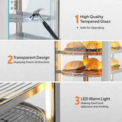 ROVSUN 5-Tier Commercial Food Warmer Display Countertop Pizza Cabinet with Light