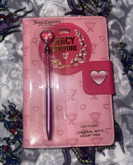 Juicy Couture Pink Illustrated Lined Journal w/ Heart Pen, 280 Pages