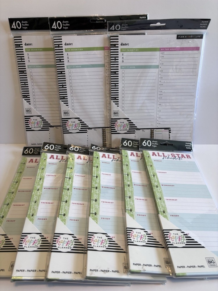 Happy Planner Classic Paper Lot 40 60 All-Star Schedule To Do List New