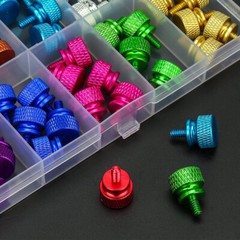 10pcs Computer PC Case Fully Threaded Knurled Thumb Screws 6#-32 Multicolored