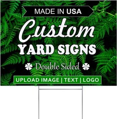Custom yard signs 12×9 18×12 24×18 36×24 double-sided Rust-proof H-stake incl…