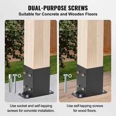 VEVOR 4 Pack 4×4 Post Base Brackets Heavy Duty Wood Post Fence Post Anchor