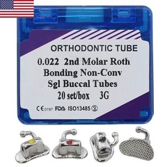 20 Sets Dental Orthodontic Buccal Tubes 1st 2nd Molar Roth MBT 0.022 Bondable 3G