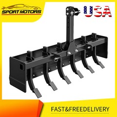 55-Inch Box Blade Tractor Attachment Featuring 6 Scarifier Shanks for Cat 0 & 1