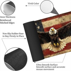 Bald Eagle Extended Mouse Pad Vintage 31.5L x 11.8W inches,