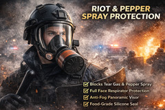 Full Face Respirator Gas Mask for Pepper Spray & CS Gas – Personal Safety Use