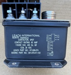 Leach HT-X9N-074 3PDT Contactor 60A 115/200VAC 400Hz 28VDC Coil Boeing