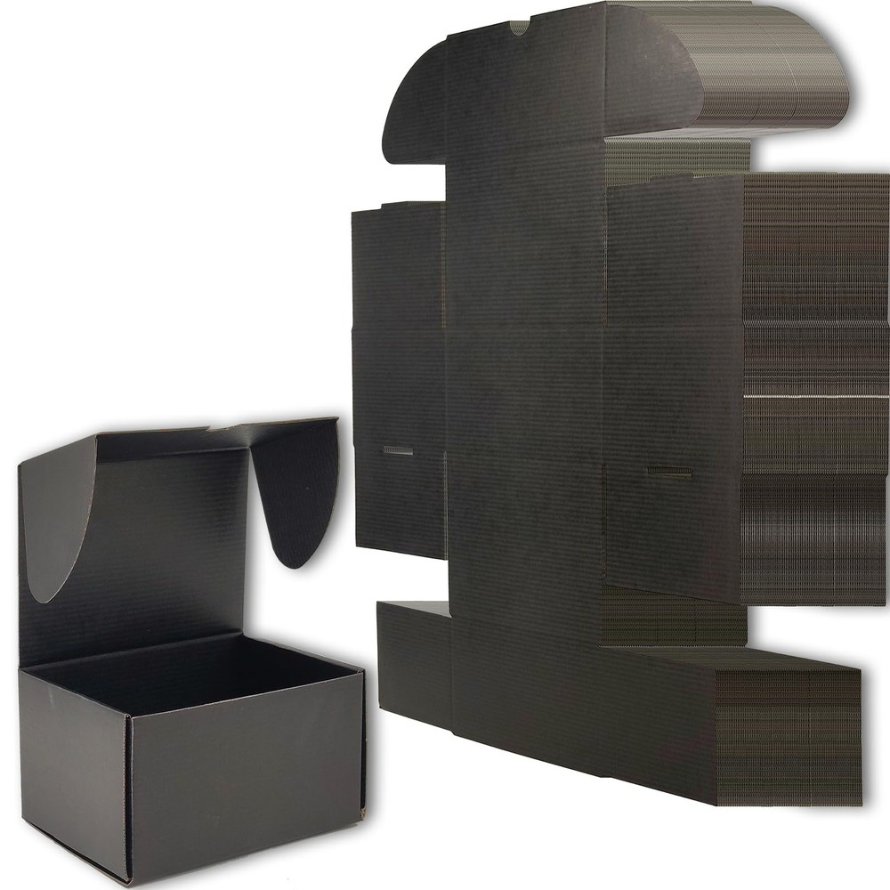 50 PCS 7x5x4 Inches Black Small Mailer Corrugated Cardboard Shipping Boxes
