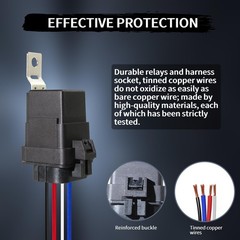 2PCS 4-PIN 40/30 AMP 12 V DC Waterproof Relay Kit Harness Socket – Heavy Duty 12