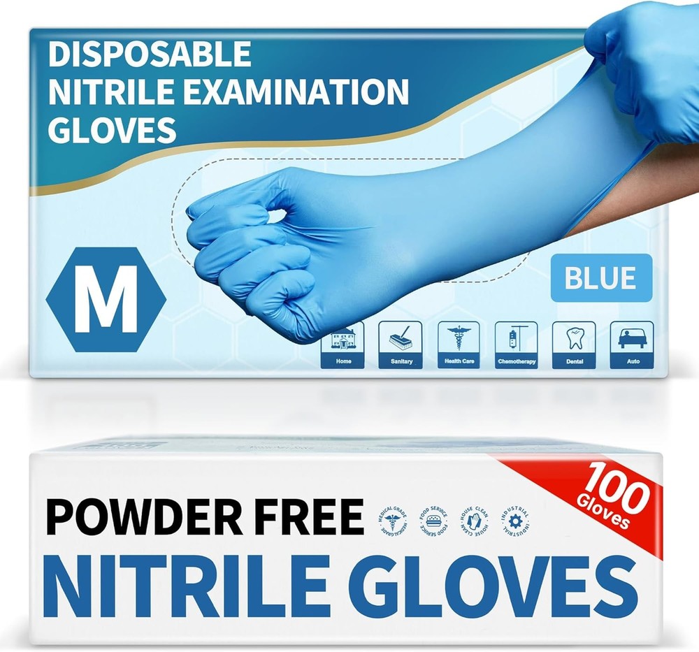 Medguy Medical Blue Nitrile Disposable Gloves 4.5 Mil 100