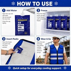 Cooling Vest with 20 Reusable Ice Packs – Adjustable Size for Outdoor Activities
