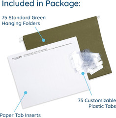 Blue Summit Supplies Hanging File Folders, 75 Pack, Reinforced Hanging Folders L