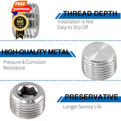 LifCratms 3/8″ NPT Male Plug, 304 Stainless Steel 3/8” NPT, 304