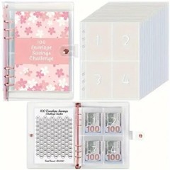 Creative Cherry Blossom Petal Loose-leaf Notebook, 100 Days Money Saving Piggy