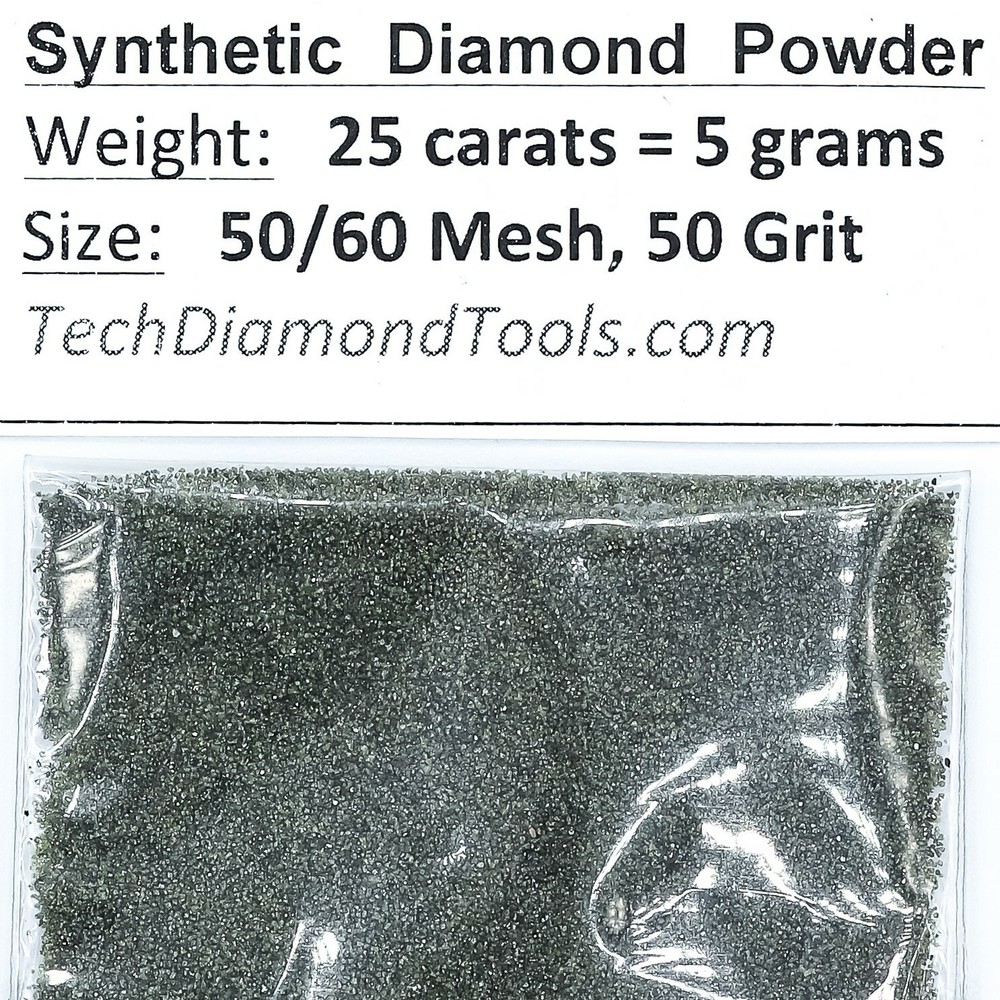 TechDiamondTools Diamond Powder 50 Grit 300-250 Microns, 25 Carats = 5 Grams