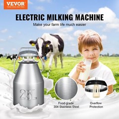 Portable Electric Cow Milking Machine 6.6 Gal / 25 L 304 Stainless Steel Bucket