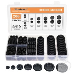 200Black Rubber Hole Plugs Assortment for Auto Body and Sheet Metal, Flush Head