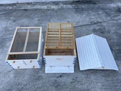 7PCS Automatic Honey Beehive Frames + White Painted Beehive House wooden Box New