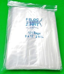 Reloc Zippit Bags 9″ x 12″ Clear 2Mil Reclosable 9×12 Large Poly Bags 100 PCS