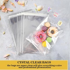 Crystal Clear 100 Pack 5×7″ Resealable Cello Bags – Ideal for Cookies & Crafts