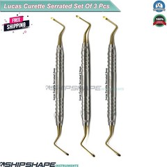 Lucas Curette Dental/Surgical Bone Curettes Serrated 2mm, 2.5mm, 3mm Set of 3PCS