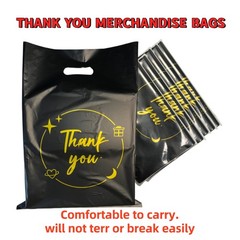100PCS Pink Thank You Gift Bag Reusable Plastic Bag for Boutique,Retail shopping