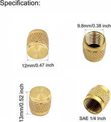 60 Pcs Schrader Valve Caps, Brass 1/4″ Flare Caps Round HVAC Valve Caps with …