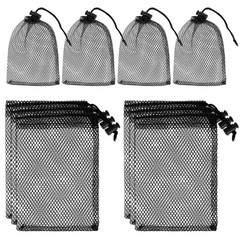 10 Pcs Black Small Mesh Drawstring Bags 15 x 10 cm Storage Pouches
