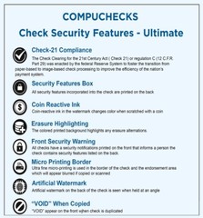 100 Blank Check paper “High Security” – Check on Top – Dark Blue Art Deco